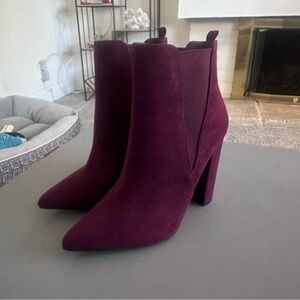 Maroon Pointed-Toe Ankle Boots
